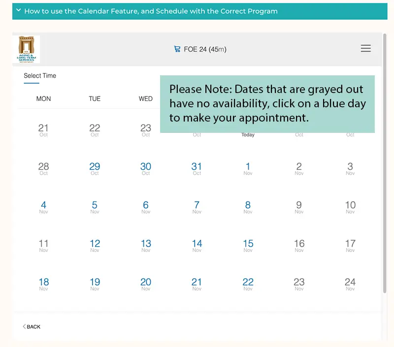 Step 3 diagram: Shows calendar where a date can be selected.