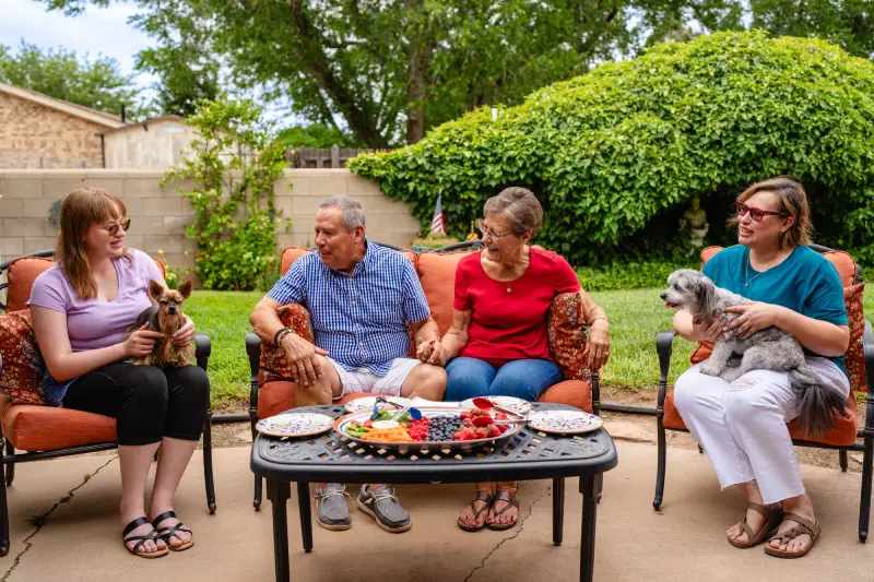 Family socializing outside