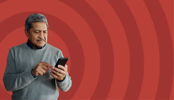 Man entering information using phone