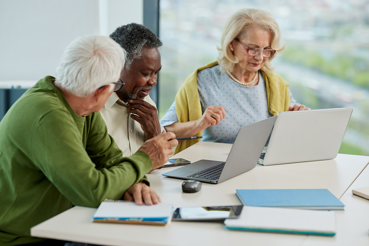 Seniors learning at a webinar