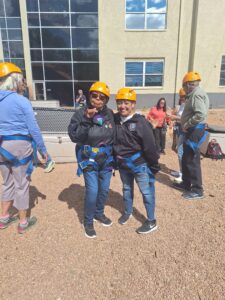 People waiting to zipline