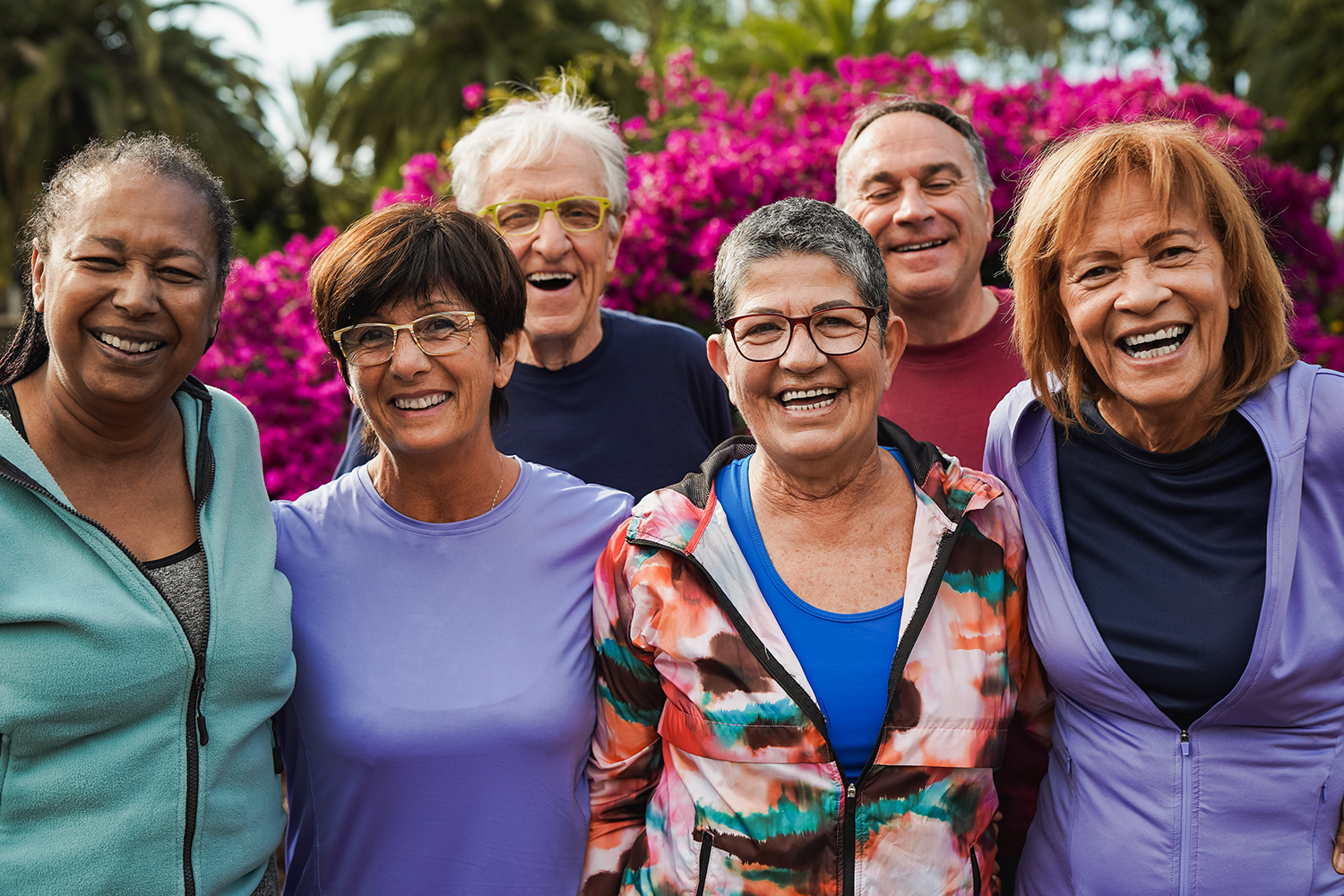 Group of senior friends smiling
