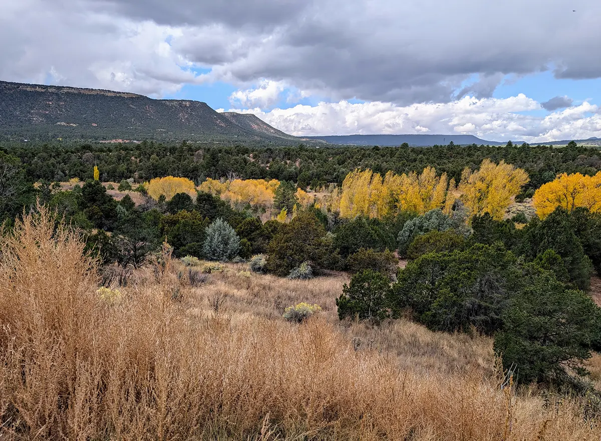 A panorama of the Glorieta Mesa.